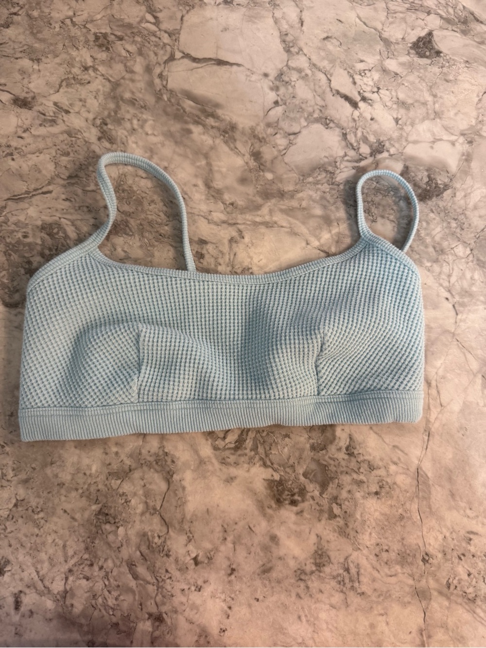 Auden Light Blue Ribbed Crop Bralette Sz S